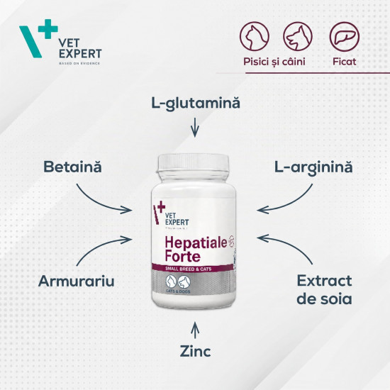 Hepatiale Small Breed Vet Expert – Supliment Hepatoprotector pentru Câini de Talie Mică, 40 Capsule Twist-Off